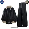 Conjunto de chaqueta de punto de alta calidad con cuello alto de la marca NASA para hombre, atuendo casual de otoño de alta gama de ajuste holgado