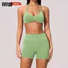 Conjunto de roupa de yoga transfronteiriço com lindo sutiã nas costas para mulheres, shorts de yoga sem costura de alta elasticidade, roupa esportiva de ginástica dfyne com bolinhas