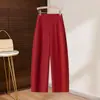 Pantalones de Moda con Dobladillo Curvo y Pedrería para Mujer 2026 Nuevos Pantalones de Pierna Ancha Sueltos de Cintura Alta con Estilo Relajado Versátiles Casuales Largos