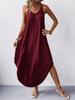 2026 Moda Feminina Europeia e Americana Transfronteiriça Cor Sólida Slim Fit Gola Halter Sexy Vestido Longo Decote V Sem Alças Bainha Irregular