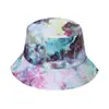 Tie dye transfronteiriço novo chapéu de sol com proteção solar para homens e mulheres chapéu de sol chapéu de pescador tie-dye tinta chapéu balde verão