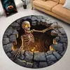 Alfombra redonda de terciopelo de cristal con efecto 3D transfronterizo para Halloween, felpudo de Halloween, alfombra de decoración festiva para sala de estar del hogar