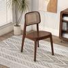 Silla nórdica de ratán para balcón, hogar, silla de ratán con respaldo especial, ligera, de lujo, informal, de madera maciza, para comedor, hotel y alojamiento familiar.