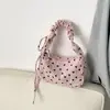 Bolsa de Veludo em Formato de Coração Feminina 2026 Nova Tendência Moda Bolsa de Ombro Único Bolsa com Cordão Plissado Alça Elástica Transfronteiriça