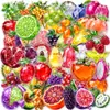 Nuevo Set de 50 Pegatinas de Frutas para Mascotas con Textura Transparente de Cristal de Piedra Preciosa, Exquisitas Pegatinas Coloridas de Frutas Frescas para Collage DIY