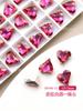 Arte de unha coração de pêssego diamantes ornamentos brilho vermelho rosa fundo pontudo formato especial diamante de cristal luxo leve coração torto grande decorações de arte de unha atacado