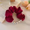 Anillo para el Pelo de Terciopelo Perla Intestino Grueso Anillo para el Pelo de Mujer Elegante Elegante Cuerda para Atar el Pelo de Cola de Caballo Baja Accesorios para la Cabeza de Alta Elasticidad Otoño e Invierno