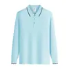 Camisas Polo, Vestuário Corporativo com Impressão de Logo, Camisas de Trabalho Gola Alta Manga Longa Outono e Inverno para Homens e Mulheres, Camisetas com Texto Bordado