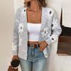 2025 Nuevo Otoño e Invierno Europeo y Americano Transfronterizo Amazon Patrón Jacquard de Flores Cardigan con Botones de Manga Larga Ropa para Mujer