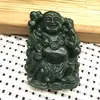 Pingente de jade Hetian colar masculino Guan Gong marca dragão de jade tinta pingente Hetian jade Guanyin Buda atacado