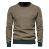 Tops de Punto para Hombre, Capa Base de Exportación, Jersey de Cuello Redondo para Hombre de Otoño e Invierno, Alta Elasticidad, Cómodo, Manga Larga Estilo Coreano