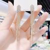 Brincos 2025 Novos Brincos da Moda de Espinha de Peixe com Borla de Diamante Coreano Elegante Longo Moda Versátil Popular para Mulheres