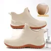 Botas de Lluvia Gruesas de Caña Corta Zapatos de Lluvia para Playa Moda para Hombre Antideslizantes de Goma Calzado Resistente al Desgaste Cálido Impermeable para Trabajo Pesca
