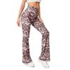 Estación independiente de comercio exterior europeo y americano explosiones transfronterizas primavera y verano 2022 nuevos pantalones de yoga casuales con efecto ondulado para mujer pantalones acampanados