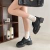 Mocasines retro de estilo británico para mujer, combinables con todo, de charol francés, con plataforma, cordones y punta redonda, de una sola capa, primavera 2025