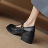 Zapatos de Salón Individuales para Mujer 2026 Otoño e Invierno Estilo Nuevo Tacón Grueso Suela Gruesa Zapatos Mary Jane de Moda Versátiles Zapatos Pequeños de Cuero Zapatos Franceses de Tacón Alto