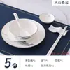 Juego de vajilla de alta gama con borde plateado, que incluye un plato para huesos, un cuenco y un plato, adecuado para restaurantes chinos, hoteles y uso comercial