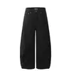 F9012 High Street Americano Retro Unisex Moderno Color Sólido Diseño Lavado de Gama Alta Jeans para Hombre con Forma de Cimitara