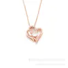 Lele Jewelry Collar de Corazón de Amazon para Mujer con Diamantes Transfronterizo Corazón a Corazón Colgante de Doble Corazón de Acero Inoxidable para Mujer