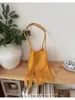 Bolsa de celular feminina simples, estilosa e moderna, novo modelo 2026, bolsa de balde com franjas para usar na transversal, bolsa de balde casual fashion e versátil
