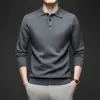 Suéter de malha grossa com gola de camisa masculina transfronteiriço, nova camisa polo casual de outono e inverno com gola virada, blusa de base, vestuário masculino