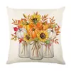 Funda de almohada de jardín de doble cara para Acción de Gracias de otoño para decoración de dormitorio y sala de estar, Almohada impresa con ambiente otoñal de calabaza y hoja de arce