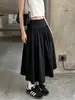 Saia de balé branca para mulheres, estilo fino de verão, relaxada e elegante, com um design de barra grande e fofo, saia midi evasê