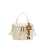 Bolso de mano tipo caja con colgante floral de bloques de color para mujer, colección otoño/invierno 2026, bolso pequeño cuadrado estilo retro, bolso cruzado para el trabajo