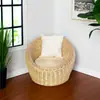 Cadeira de lazer preguiçosa de Rattan para hotéis e pousadas, assento individual de vime natural trançado à mão para espaços pequenos