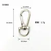 Fivela de Gancho de Mola de Metal Prateado Laminado, Gancho de Lanyard para Identificação de Bagagem em Liga de Zinco, Fivela Elástica de Fita para Animais de Estimação