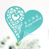 Tarjeta de Vidrio para Vino con Corazón de Amor Grabado Láser para Montaje de Escena, Tarjeta de Lugar con Forma de Corazón de Feliz Cumpleaños, Tarjeta de Mesa Hueca Personalizable