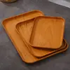 Bandeja Imitación Madera Rectangular de Plástico para Té Plato de Cena Plato de Almacenamiento para Taza de Agua del Hogar Cafetería Plato de Madera para Pan