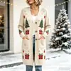 Nuevo cárdigan largo de punto con botones para Navidad, suéter abrigo de moda estampado para otoño e invierno, personalizado, casual para mujer