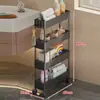 Prateleira de armazenamento para banheiro, prateleira de armazenamento para vãos atrás da porta, prateleira de armazenamento ultranarrow, prateleira organizadora multicamadas para o banheiro, carrinho pequeno