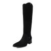 Botas Altas de Dos Vías, Modernas y Sencillas, Nuevo Estilo Otoño e Invierno 2026, Punta Fina, Tacón Grueso, Botas Altas Cortas hasta la Rodilla, Botas de Monta para Mujer
