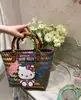 Bolso de Mano Retro Tejido a Rayas de Dachshund para Mujer, Estilo Nuevo de Verano, Bolso Tote de Ratán tipo Cesta de Frutas para el Viaje Diario