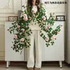 Decoración de Enredadera de Rosas Artificiales para Fachada de Tienda, Lugar Popular para Fotos, Pared de Flores de Enredadera, Venta Directa del Fabricante, Enredadera Artificial