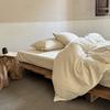 Pousada Estilo Japonês Conjunto de Quatro Peças em Algodão e Linho Tingido em Fio Lavado Outono e Inverno Lençóis Simples de Linho e Capas de Edredom Roupa de Cama