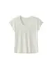 Camiseta Gola U com Mangas Pequenas Leves, Absorvente de Umidade e Respirável, com Caimento Natural que a Torna Mais Fluida e Elegante. 12223