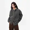 Estilo de rua americano, gola redonda da moda, suéter de tricô cinza escuro, unissex, modelagem solta, casual, cardigã versátil para o outono