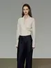 Suéter de punto de manga larga estilo francés Qiaomi para mujer, jersey de cuello en V, elegante y sofisticado, diseño único, top adelgazante