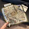 Pañuelo de Seda 70 Cuadrado Moda Coreana de Alta Gama Versátil Profesional Seda Sintética Pequeño Pañuelo de Cuello Estampado Retro Pañuelo de Seda para Mujer