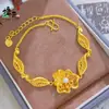 Novo Modelo Loja de Ouro Mesmo Estilo Flor Pérola Banhada a Ouro Colar Pulseira Casamento Conjunto de Três Ouros Corrente da Clavícula