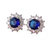 Aretes de botón de circonita cúbica rosa dulce y azul estilo japonés y coreano, aretes con forma de girasol con centros incrustados de diamantes y aretes con forma de corazón - venta al por mayor de aretes de lujo de alta gama
