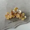 Estilo Coreano Cor Café Amarelada Textura de Mármore Elegante Versátil Design de Presilha Estrela do Mar Frangipani Acessórios de Cabelo da Moda Novo Estilo