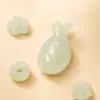 Cuentas sueltas de jade Hetian natural para DIY, adecuadas para ensartar en collares, pulseras, cadenas para suéteres y accesorios, con moños de concha de nube y cuentas de flor de cuatro hojas