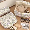Bolsa Cosmética Portátil Grande Capacidade Floral Pequeno Armazenamento Algodão Acolchoado Portátil Flores Fofas Ins Viagem Estudantes
