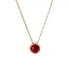 Plata de Ley 925 Chapada en Oro de 18K Colgante Clásico de Burbuja Incrustado con Corindón Rojo Sintético Collar Sencillo para Apilar Lujo Ligero para Mujer