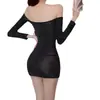 Lingerie Sexy Estilo Europeu e Americano 2023 Atacado Transfronteiriço Ombro a Ombro Justa Bodycon Manga Longa Brilhante Sedutora