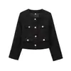 Fábrica de Ropa para Mujer Transfronteriza Venta al por Mayor 2026 Versátil Europea y Americana Textura Hombreras Cuello Redondo Manga Larga Estilo Pequeño Chanel Chaqueta Top